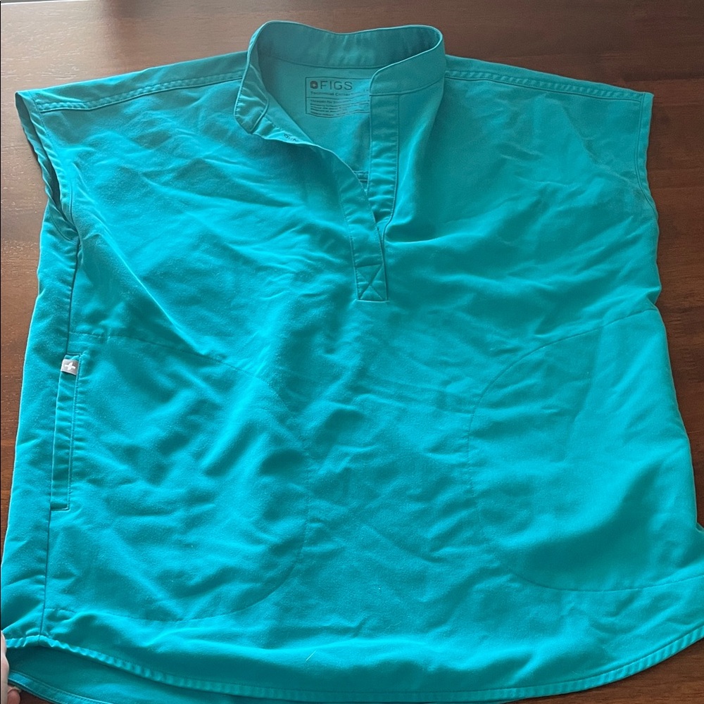 Figs Teal V-Neck Medical Scrub Top